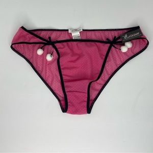 Sexy Mesh Pink Panties New Escante Collection with Black Trim & Bows each side